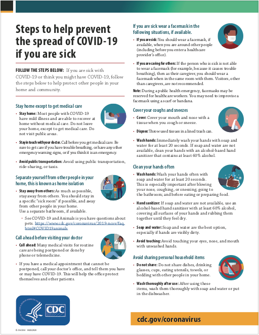 Prevent the spread of covid 19 if you are sick