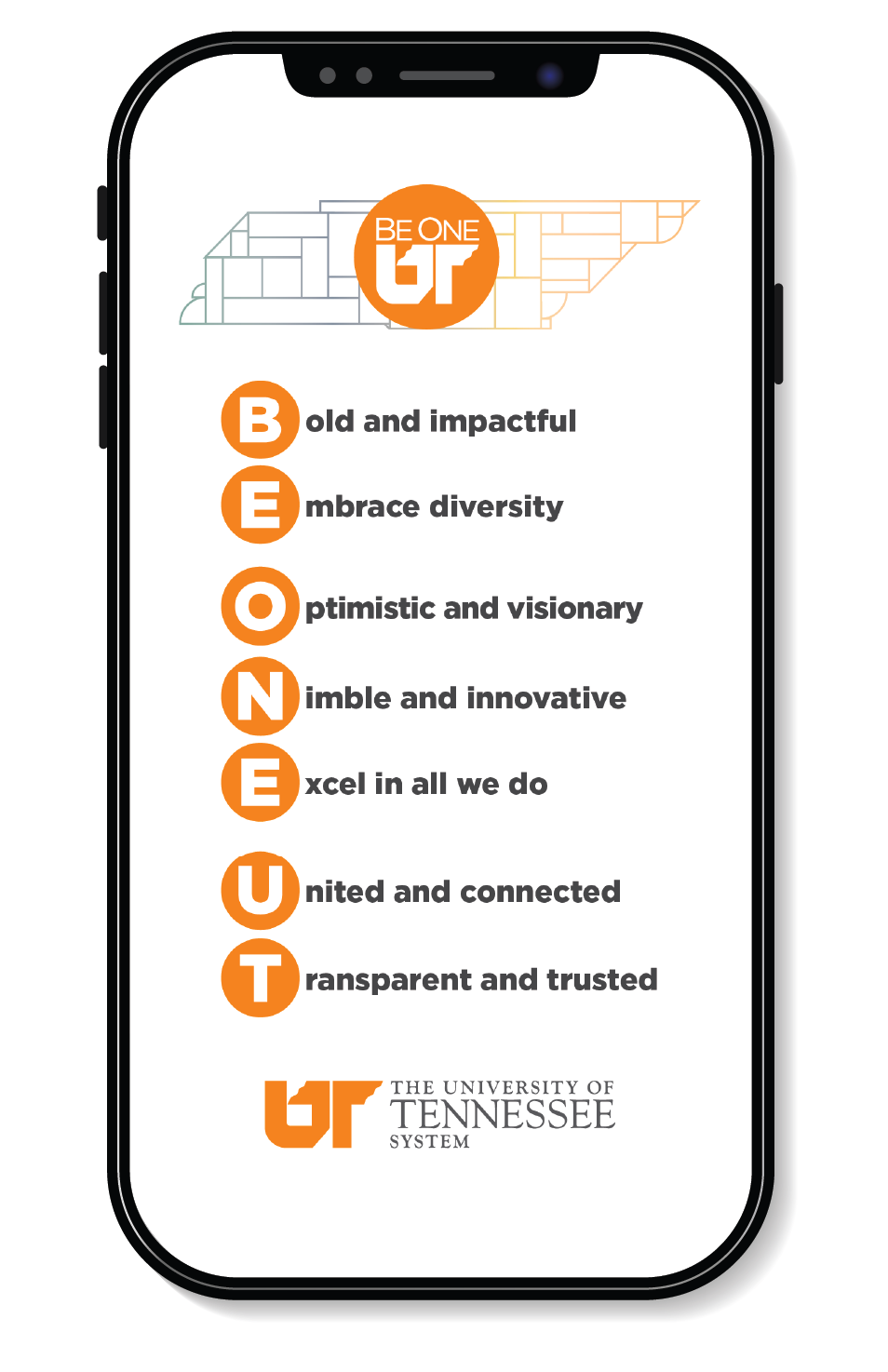 Be One UT phone and tablet screens