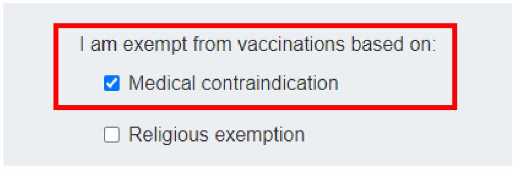 Medical exemption highlighted