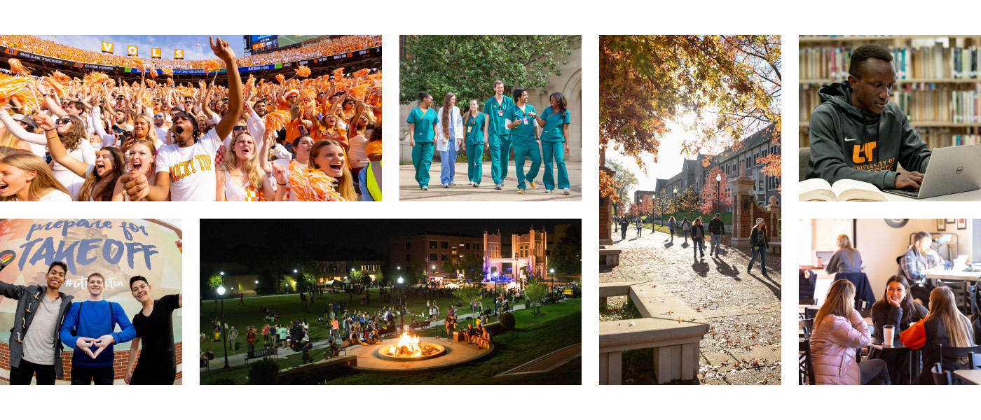 Showing scenes from the UT System's 5 campuses of student life.