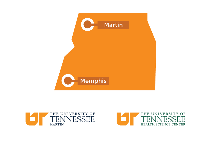 Illustrated map of west Tennessee showing UTM and UTHSC