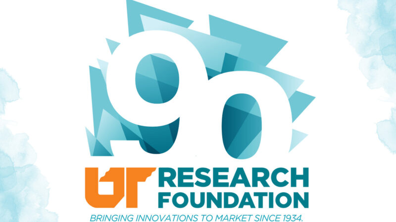 Decoration display, featuring the text "90 – UT Research Foundation, Bringing Innovations to Market Since 1934."