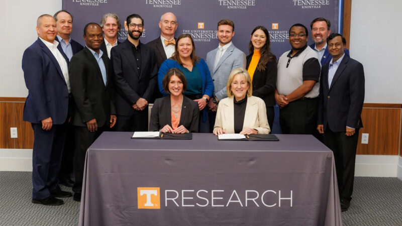 A group photo after the signing of a master research agreement between Lockheed Martin and the University of Tennessee.