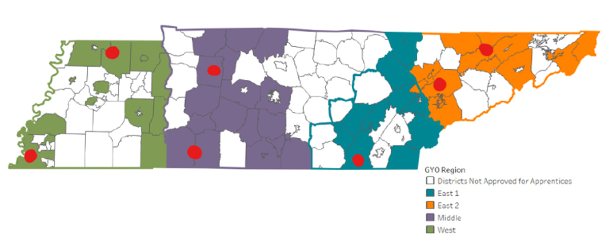 Map of active counties.