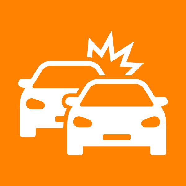 Vector artwork of two vehicles in an auto accident.