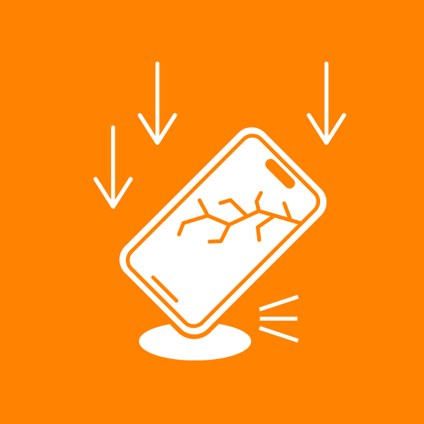 Vector artwork of a phone dropping and breaking