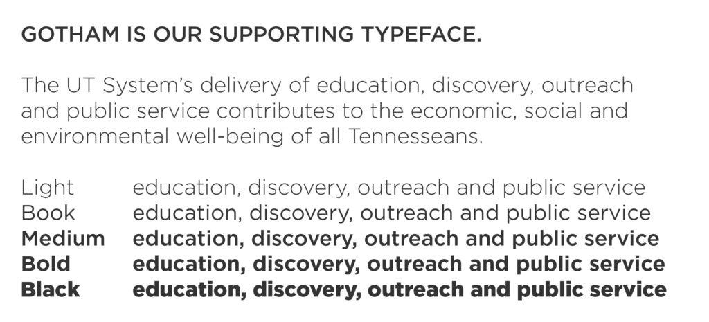 Text sample of the Gotham typeface.