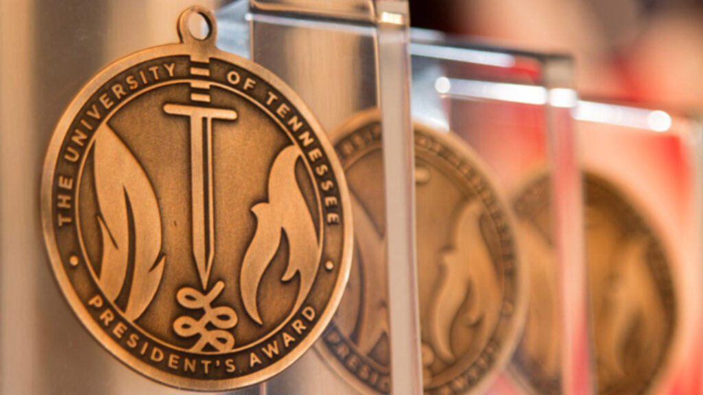 UT System President's Award plagues.