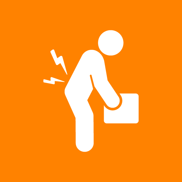 Vector artwork of a person injuring their back while lifting a box.